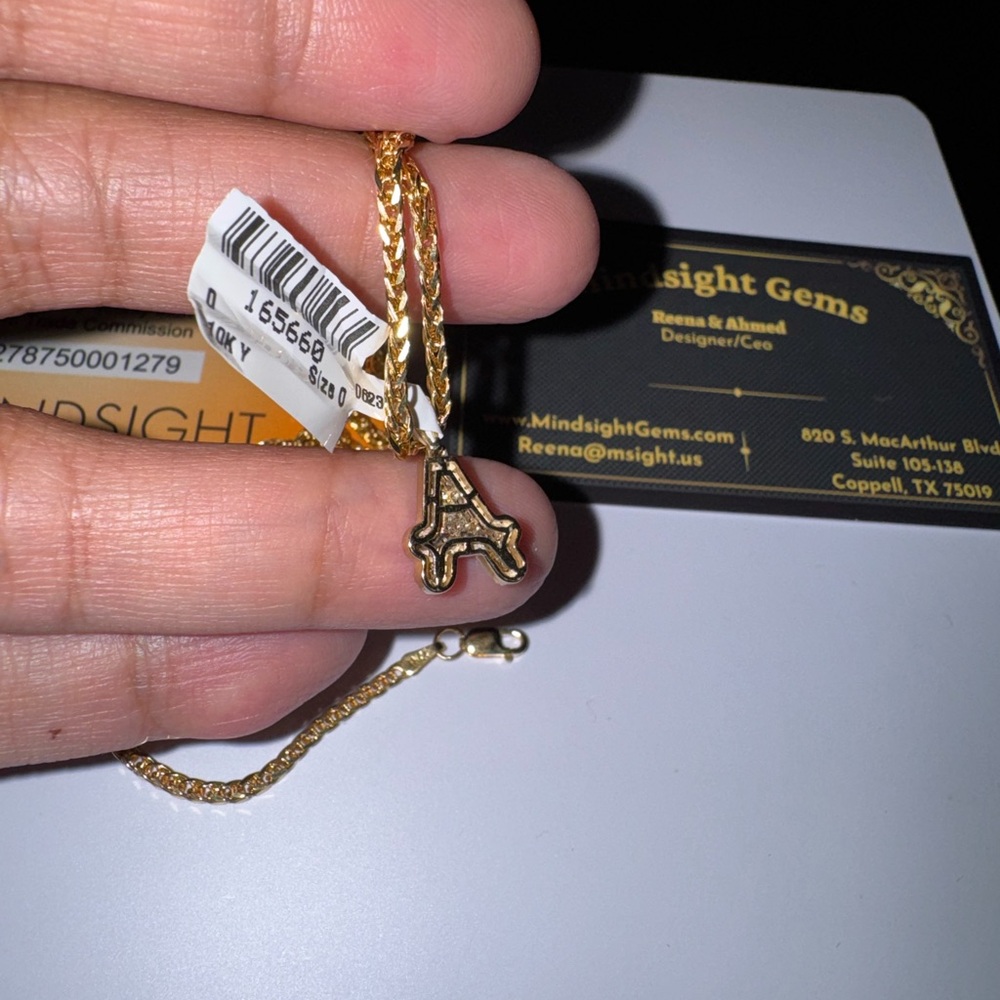 10KT Solid Yellow Gold Natural Diamond “A” Initial Pendant – FREE Appraisal Incl - Picture 5 of 7